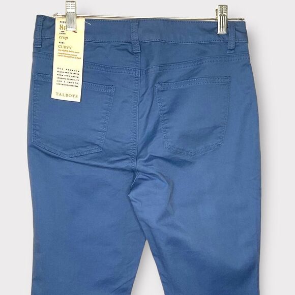 NWT Talbots‎ Petite 8 P Denim Blue Cotton Blend CURVY CropLeg Jeans - Picture 3 of 9